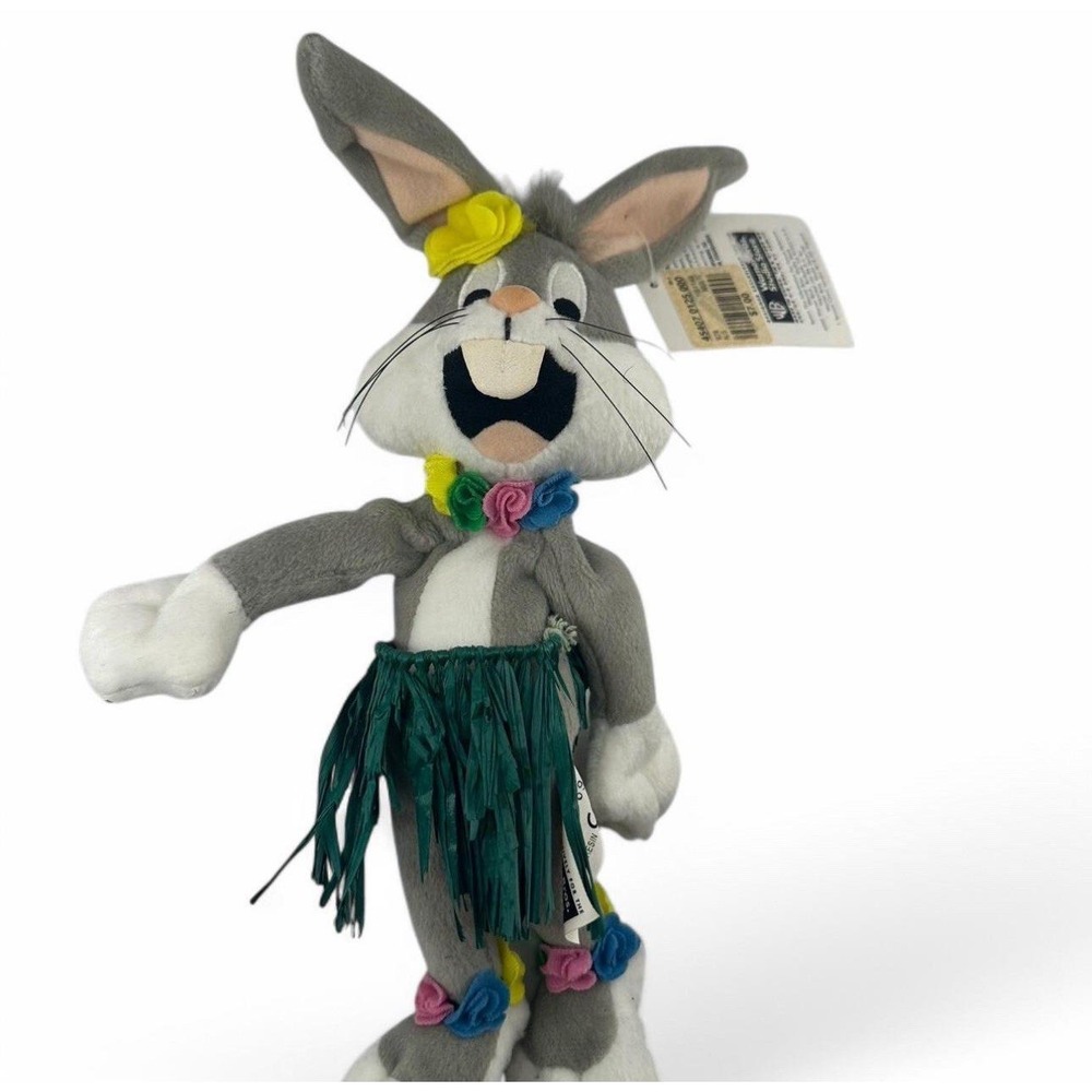 NWT! Rare! Warner Bros Vtg Bugs Bunny Hula Skirt Plush w Plastic Tag Collectible